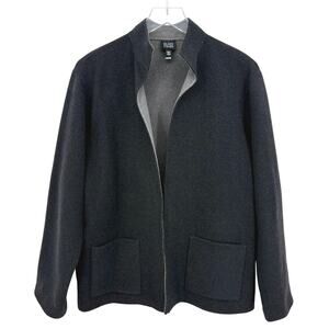 Eileen Fisher Charcoal Gray Open Front Cardigan Jacket Size Large Wool Cashmere